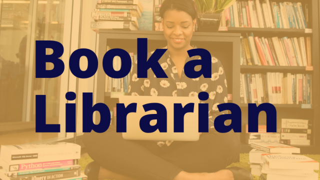 Book a Librarian social media tile with text