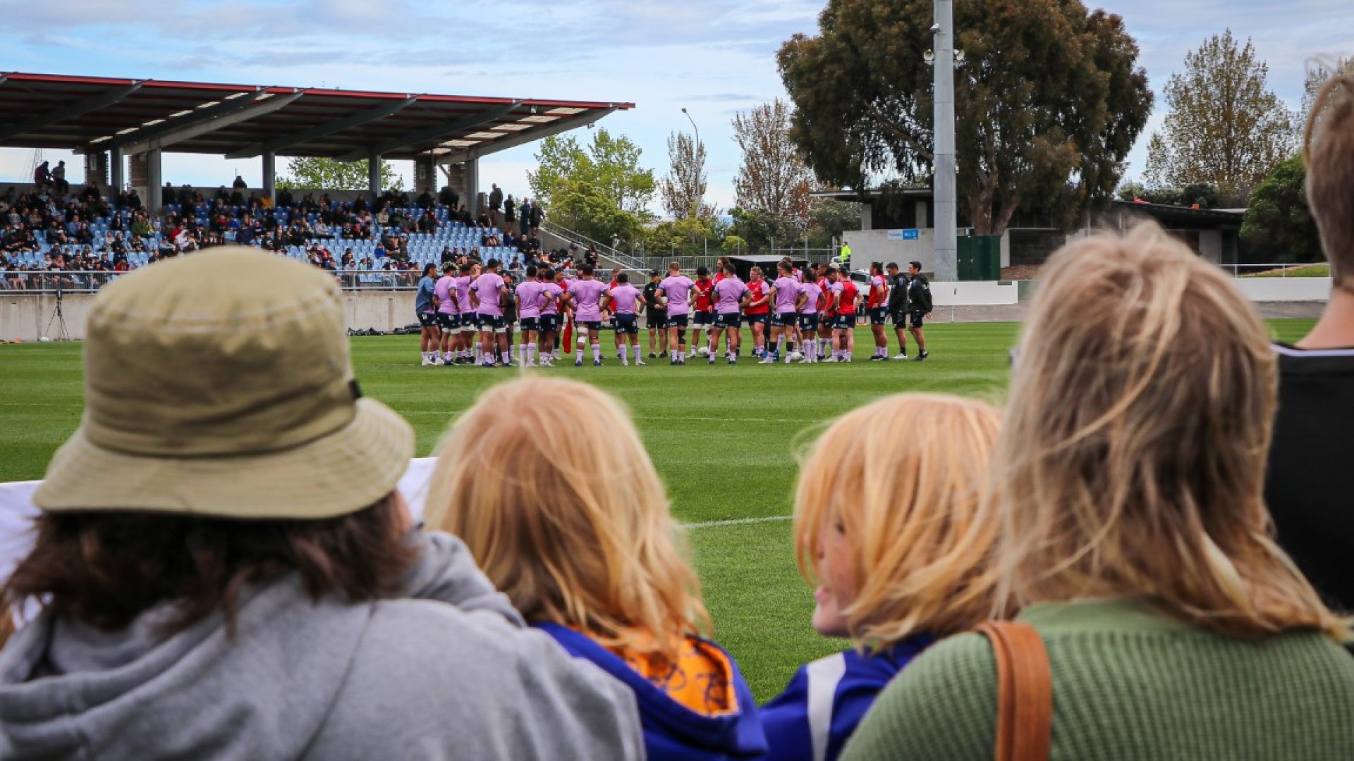 Fans watch the All Blacks train at Trafalgar Park.