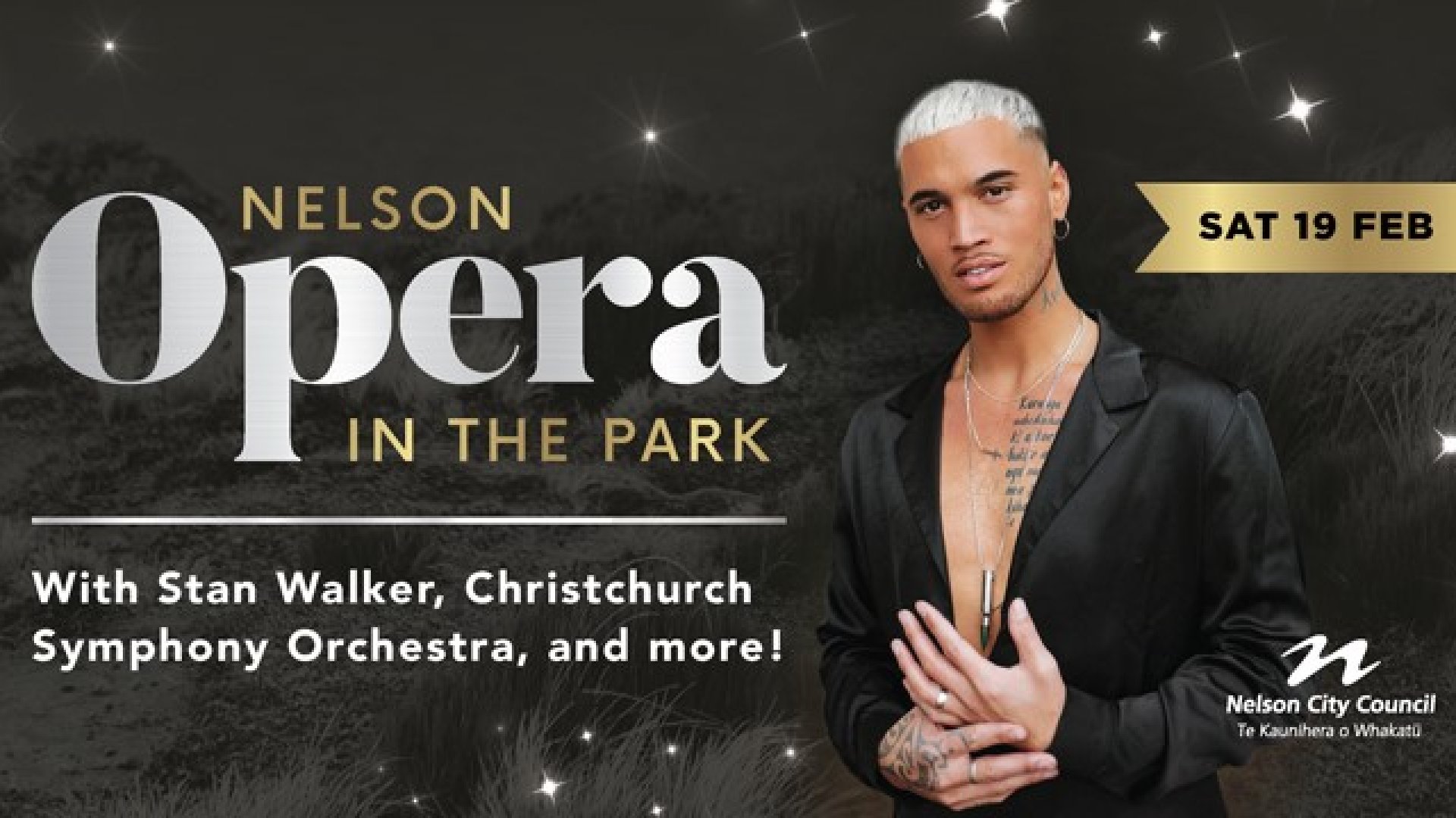 Stan Walker is the headline act at Opera in the Park in February. 
