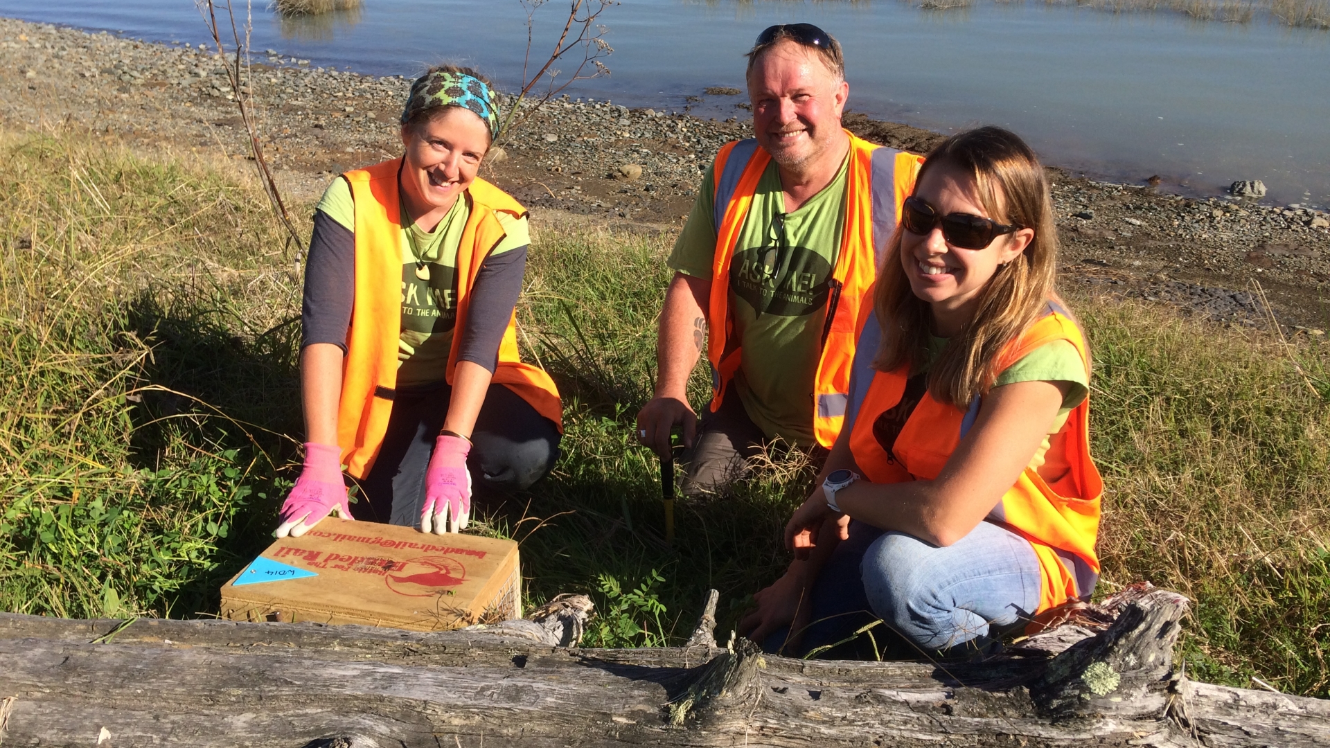 Roger, Lena and Meg from Natureland with a Banded Rail.