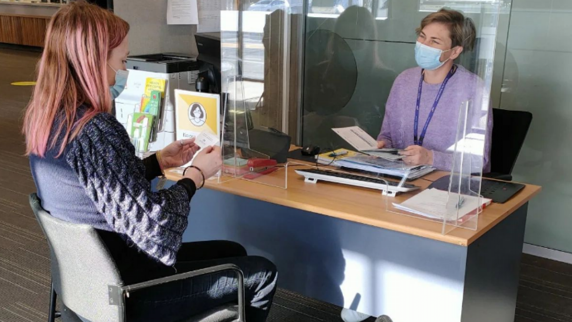 At the temporary Library Kiosk in the Nelson City Council Customer Service Centre you can pick up your holds, click and collects, read a newspaper, or talk to a librarian.