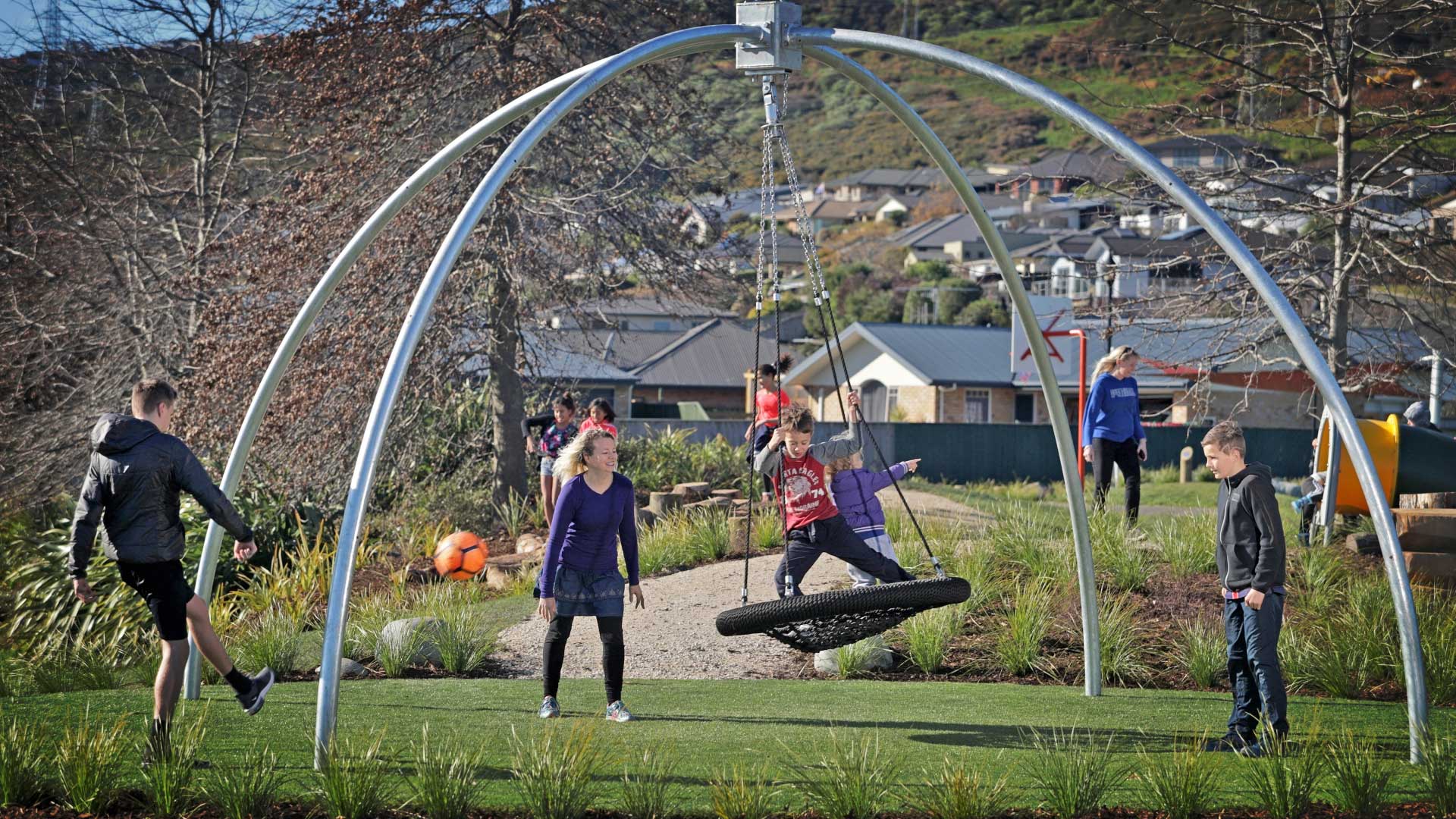 The Skinner family puts the new Octopus's Garden Playground through its paces.