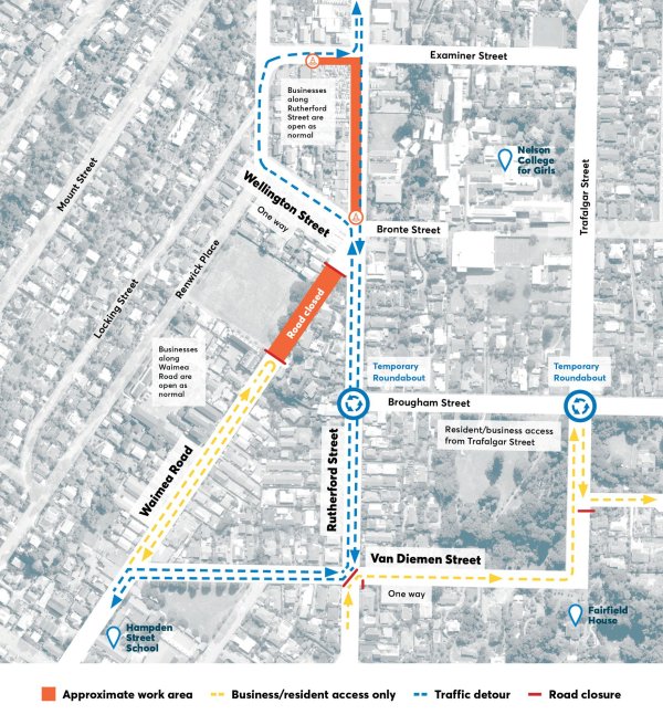 Waimea Rd and Rutherford St infrastructure upgrade