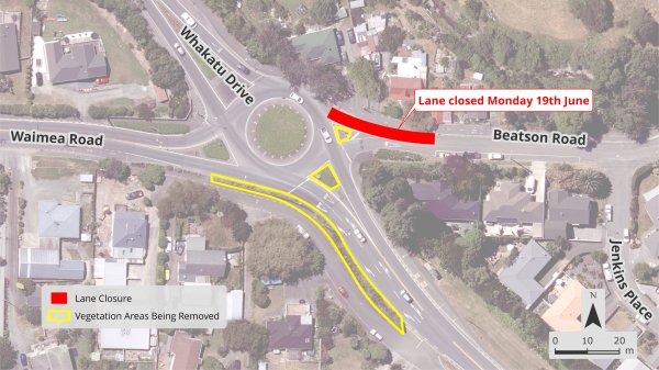 Waimea Beatson roundabout closure 1